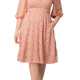 Hepburn Lace Cocktail Dress  -Blush Pink -  Plus