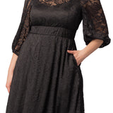 Hepburn Lace Cocktail Dress  -Onyx -  Plus