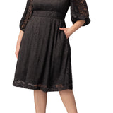 Hepburn Lace Cocktail Dress  -Onyx -  Plus