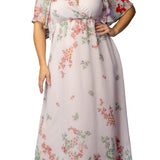 Catalina Border Print Gown - Beige - Plus