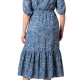 Bailey Square Neck Maxi Dress  -Blue Floral Print -  Plus