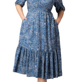 Bailey Square Neck Maxi Dress  -Blue Floral Print -  Plus