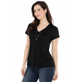 Women's V-Neck Front Tie Pullover Top