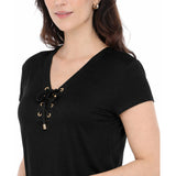 Women's V-Neck Front Tie Pullover Top