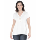 Women's V-Neck Front Tie Pullover Top