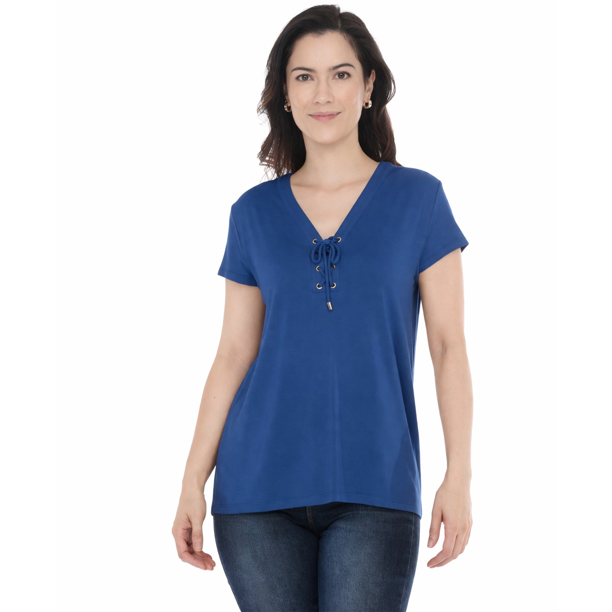 Women's V-Neck Front Tie Pullover Top