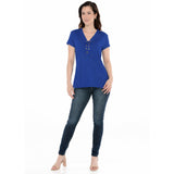Women's V-Neck Front Tie Pullover Top