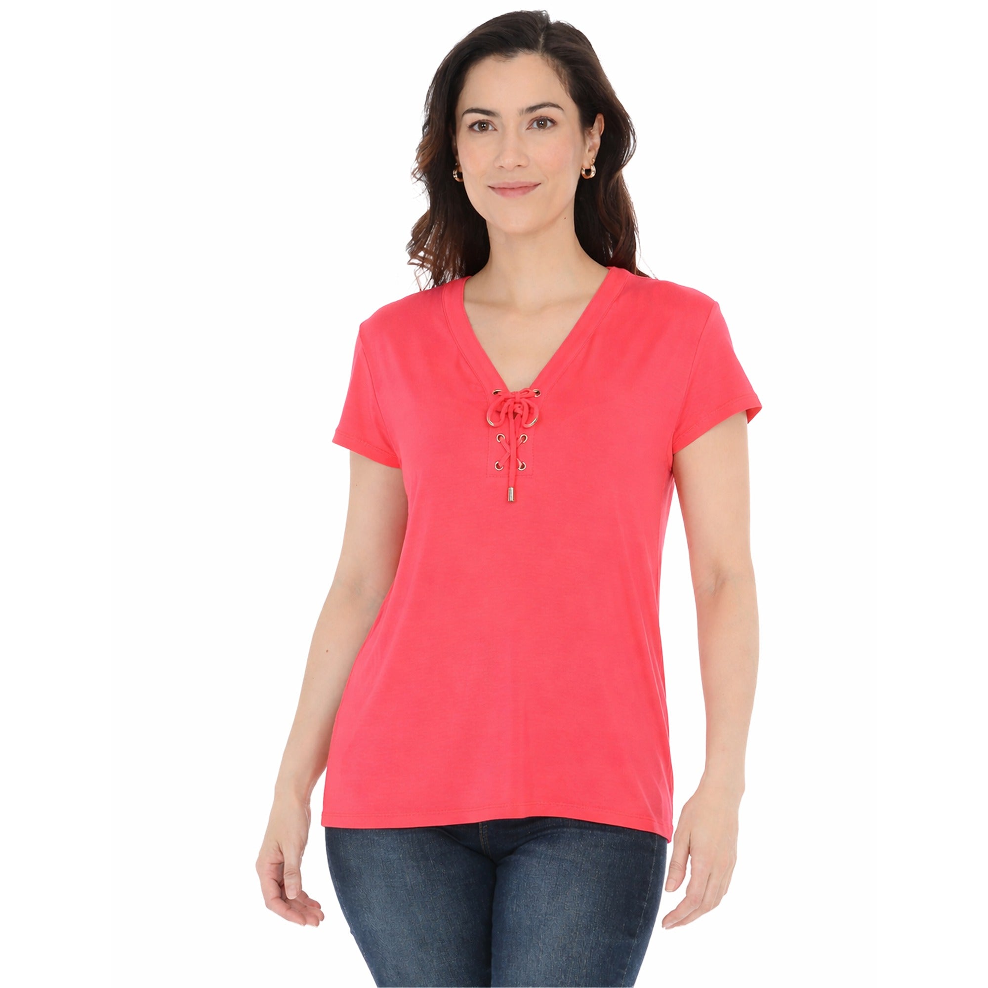 Women's V-Neck Front Tie Pullover Top