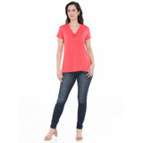 Women's V-Neck Front Tie Pullover Top
