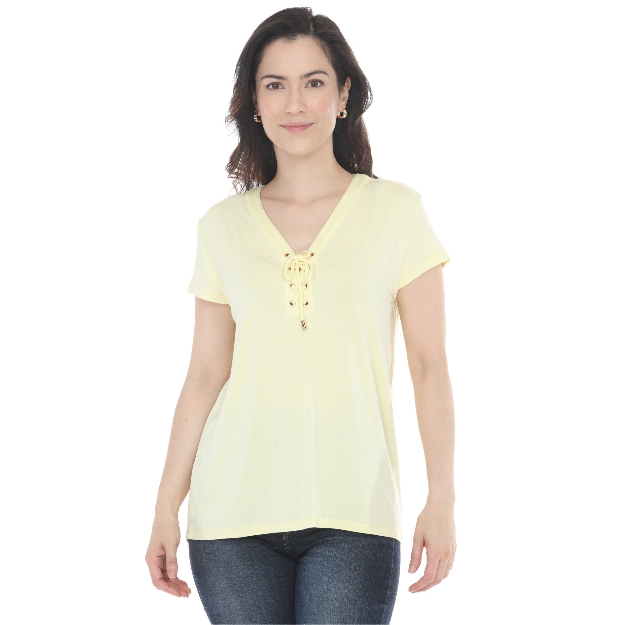 Women's V-Neck Front Tie Pullover Top