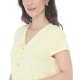 Women's V-Neck Front Tie Pullover Top