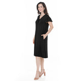 Women's V-Neck Tie Front Flutter Sleeve Shift Dress