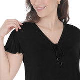 Women's V-Neck Tie Front Flutter Sleeve Shift Dress