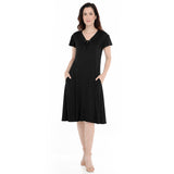 Women's V-Neck Tie Front Flutter Sleeve Shift Dress