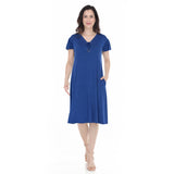 Women's V-Neck Tie Front Flutter Sleeve Shift Dress