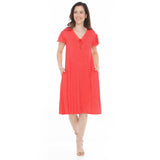 Women's V-Neck Tie Front Flutter Sleeve Shift Dress