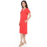 Women's V-Neck Tie Front Flutter Sleeve Shift Dress