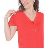 Women's V-Neck Tie Front Flutter Sleeve Shift Dress