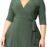 Essential Wrap Dress - Olive Green - Plus