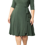 Essential Wrap Dress - Olive Green - Plus