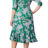Flirty Flounce Wrap Dress Green & Blue Florals - Plus