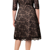 Mademoiselle Lace Cocktail Dress - Black Nude - Plus