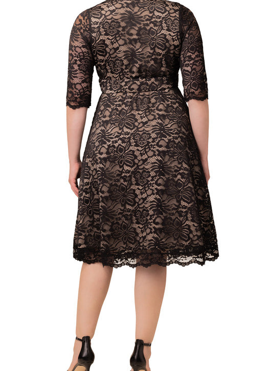 Mademoiselle Lace Cocktail Dress - Black Nude - Plus Dressbarn Mademoiselle Lace Cocktail Dress - Black Nude - Plus Dressbarn