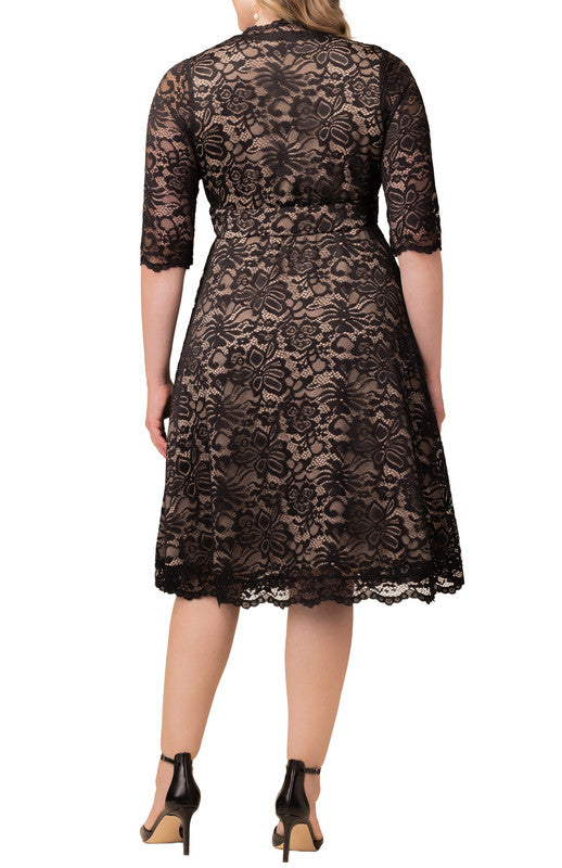 Mademoiselle Lace Cocktail Dress - Black Nude - Plus Dressbarn Mademoiselle Lace Cocktail Dress - Black Nude - Plus Dressbarn