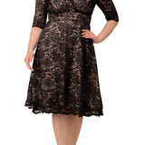 Mademoiselle Lace Cocktail Dress - Black Nude - Plus