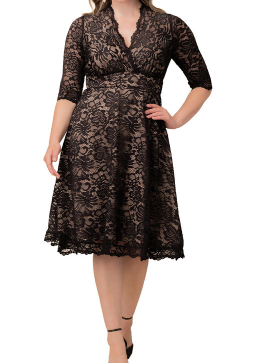 Mademoiselle Lace Cocktail Dress - Black Nude - Plus Dressbarn Mademoiselle Lace Cocktail Dress - Black Nude - Plus Dressbarn