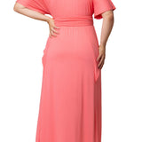 Indie Flair Maxi Dress - Coral - Plus