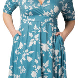 Gabriella Midi Dress  - Aqua Blooms -  Plus