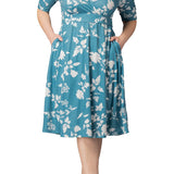 Gabriella Midi Dress  - Aqua Blooms -  Plus