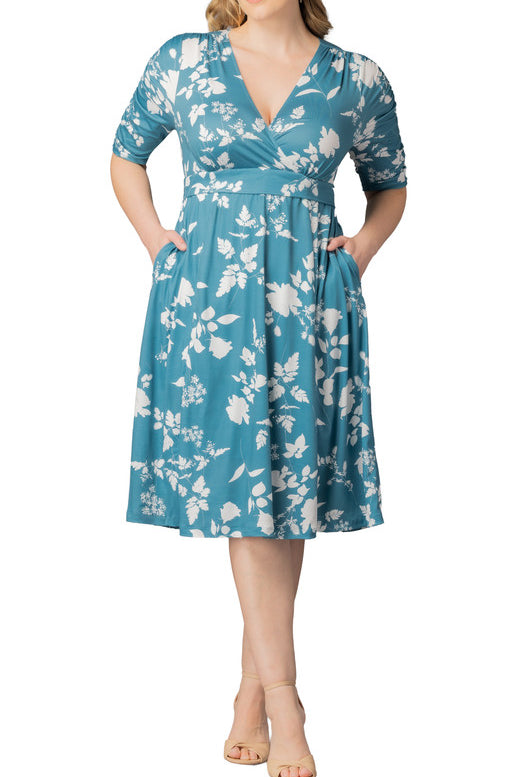 Gabriella Midi Dress  - Aqua Blooms -  Plus