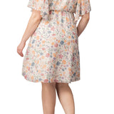 Florence Flutter Sleeve Dress  - Pale Blossoms -  Plus