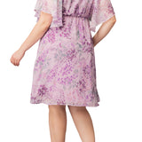 Florence Flutter Sleeve Dress  - Wisteria Blooms -  Plus