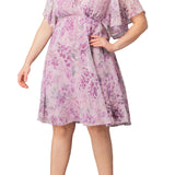 Florence Flutter Sleeve Dress  - Wisteria Blooms -  Plus
