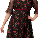 Floral Flare Wildflower Embroidered Dress - Plus