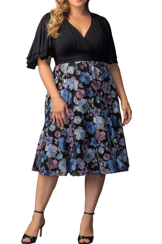 Lillian Embroidered Cocktail Dress - Floral Frolic - Plus