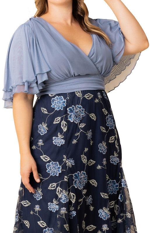 Lillian Embroidered Cocktail Dress - Plus Bordeaux Blooms / 1X Lillian Embroidered Cocktail Dress - Plus Bordeaux Blooms / 1X
