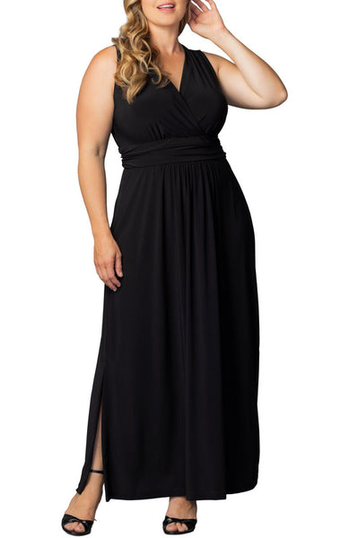 black maxi dress plus size Long Sleeve Crew Neck tie weddings Women's Looking At Me Maxi