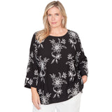 Alfred Dunner Tossed Floral Embroidered Top - Plus