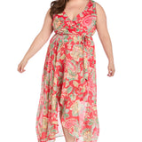 Printed Chiffon Surplice Maxi  - Plus