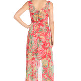 Printed Chiffon Surplice Maxi Dress