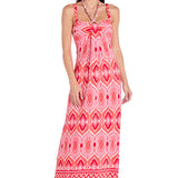 Printed Jersey Maxi Dress with Twist Halter
