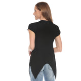Black Beaded Angled Hem Knit Top