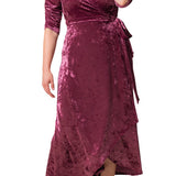 Cara Velvet Hi-Low Wrap Gown - Plus