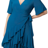 Miranda Wrap Dress  - Aegean Blue -  Plus