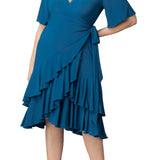 Miranda Wrap Dress  - Aegean Blue -  Plus