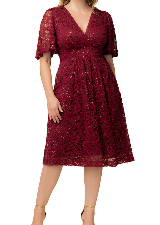 Starry Sequin Lace Cocktail Dress - Plus